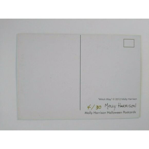 Halloween Postcard Molly Harrison Modern Gothic Witch Fantasy Black Cat 2012 Ltd - Picture 3 of 4